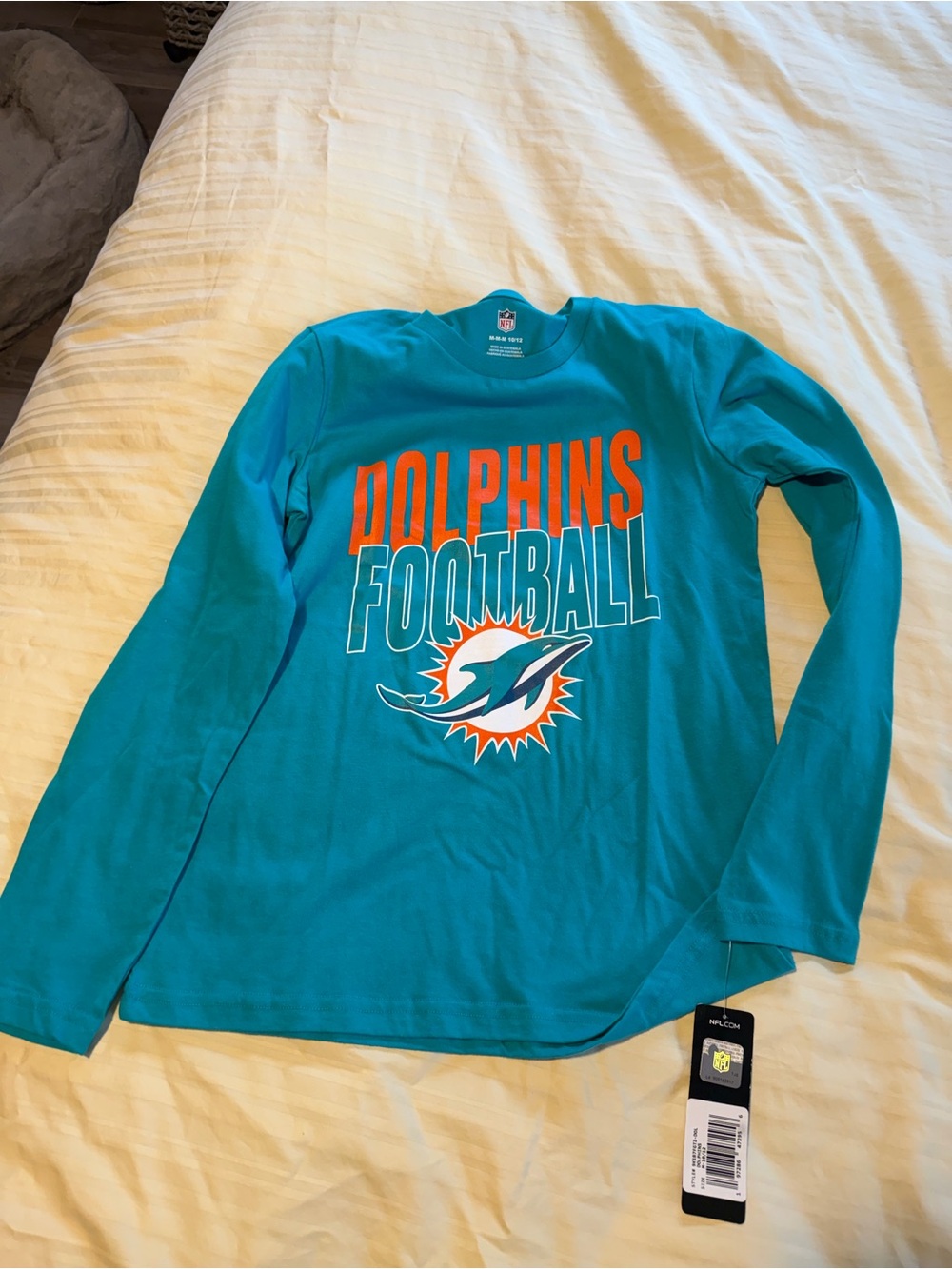 Miami Dolphins Youth Long Sleeve Shirt NFL Teal Size 10/12 NWT